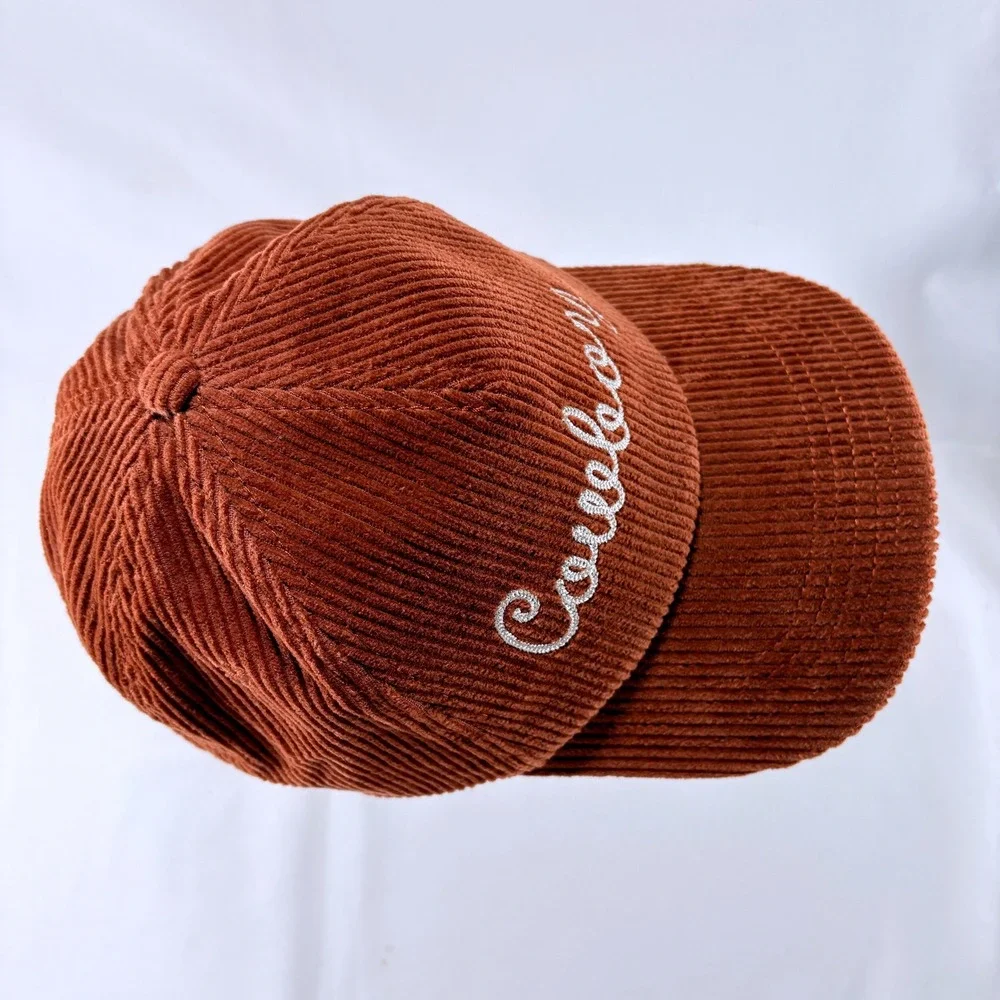 American Needle Embroidered Cowboy Script Terra Cotta Corduroy Snapback Hat NWT
